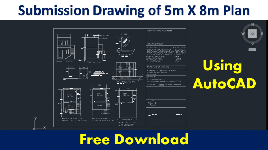 Submission Drawing of 5m X 8m using AutoCAD – Civilnotess.com