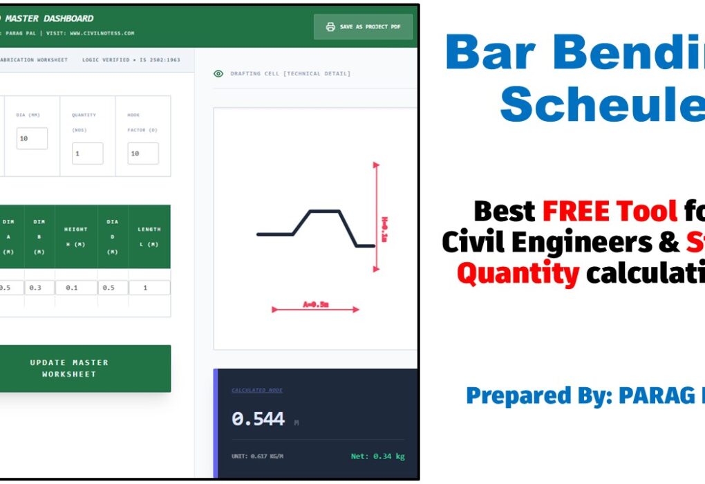 Bar bending schedule tool for civil engineers