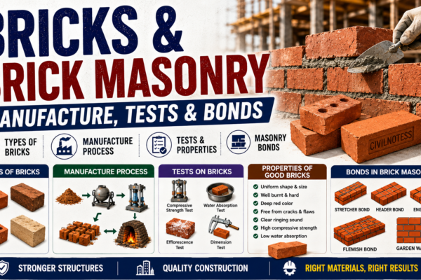 Bricks and Brick Masonry Manufacture, Tests, Bonds & Types Explained