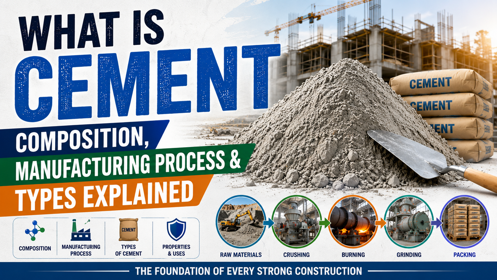 What Is Cement Composition, Manufacturing Process & Types Explained